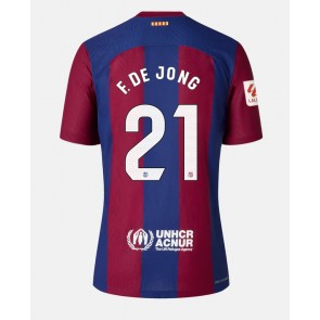 Lacne Ženy Futbalové dres Barcelona Frenkie de Jong #21 2023-24 Krátky Rukáv - Domáci